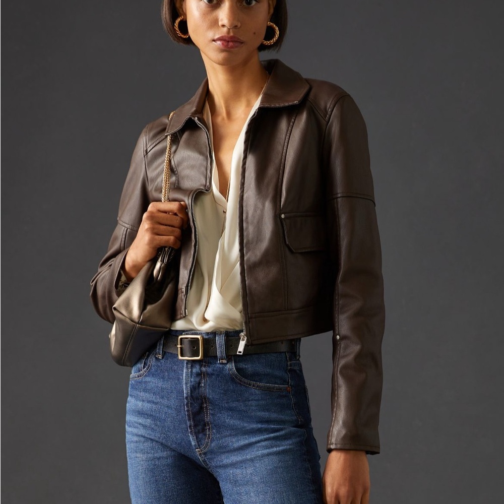 Pilcro for Anthropologie shrunken faux leather jacket
